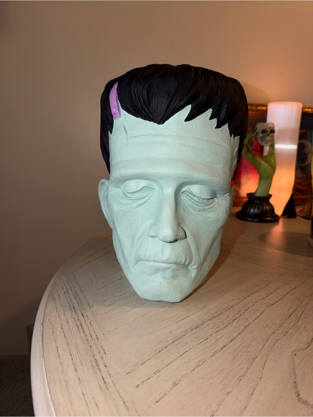 Marshalls Mint Green Frankenstein Head Accent with Black Hair
